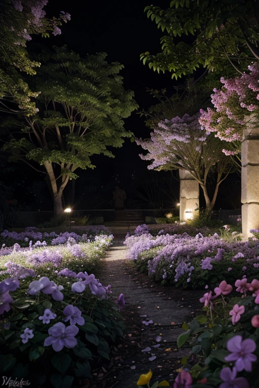 Illuminating the black jungle with white castles, lilac floral madness, violets and yellows