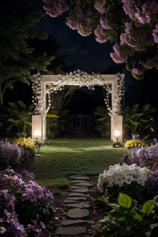 Illuminating the black jungle with white castles, lilac floral madness, violets and yellows 