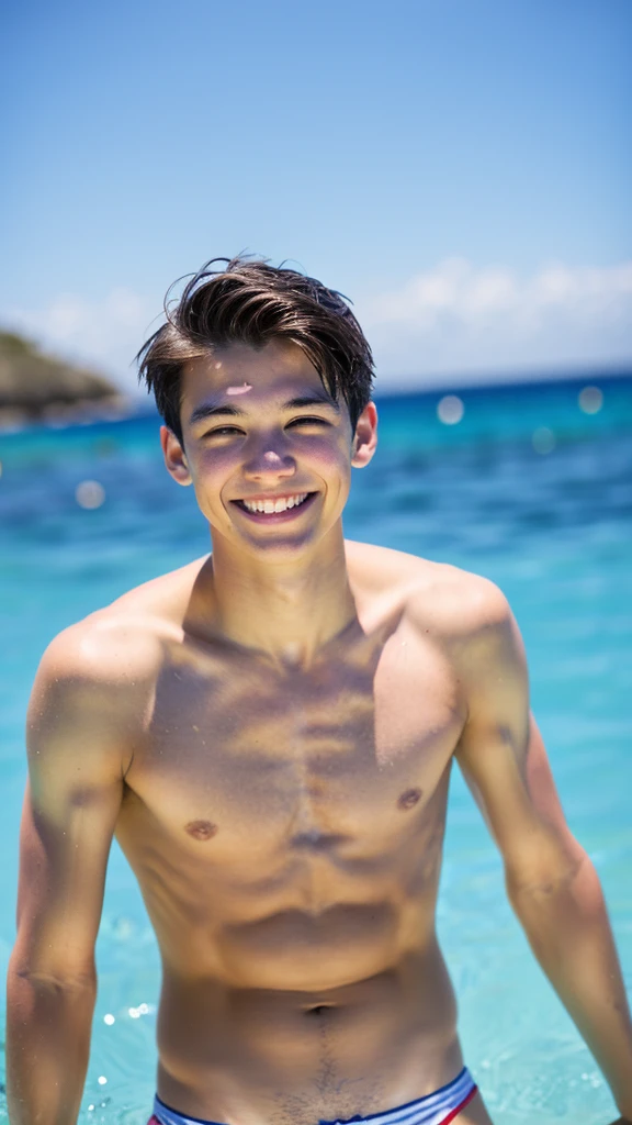 male  swimwear topless smile