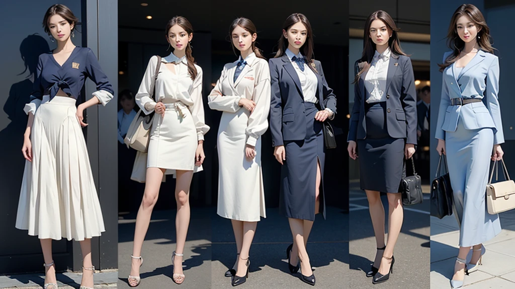 {{Mature Woman, White people}}, View your viewers, Hazel Eyes, Very detailed, Medium chest, Brown Hair, airport, flight attendant, uniform, Blue blazer, Blue tie, Blue Skirt, Midi Skirt, Pencil Skirt, Blue High Heels, Happy, 最high quality, high quality, Very detailed anime screencap, {{{{Crowded, Multiple Girls, Thousands of sisters, Millions of sisters,Billions of Sisters, clone, Doppelganger, Matching outfits, Matching hairstyle}}}}, whole body
