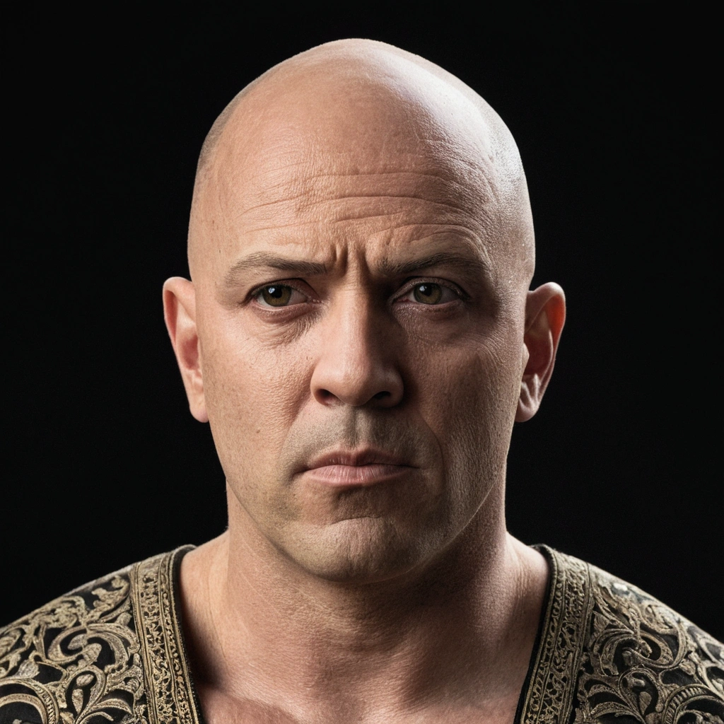A bald man with very suspicious face.