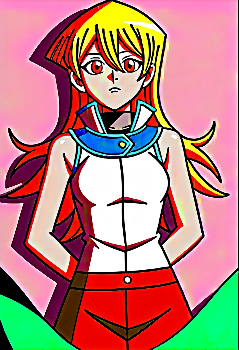 Outdoor, nature, 
Alex, One girl,alone, Long Hair, Sleeveless jacket, Blonde, Brown eyes, Hair between the eyes, Bare shoulders,turtleneck,Eyes closed, Medium chest,Are standing,Tied up with rope, Lying down,Struggling,Portraiture, 
Anime screenshots, Anime Coloring, Official Art,