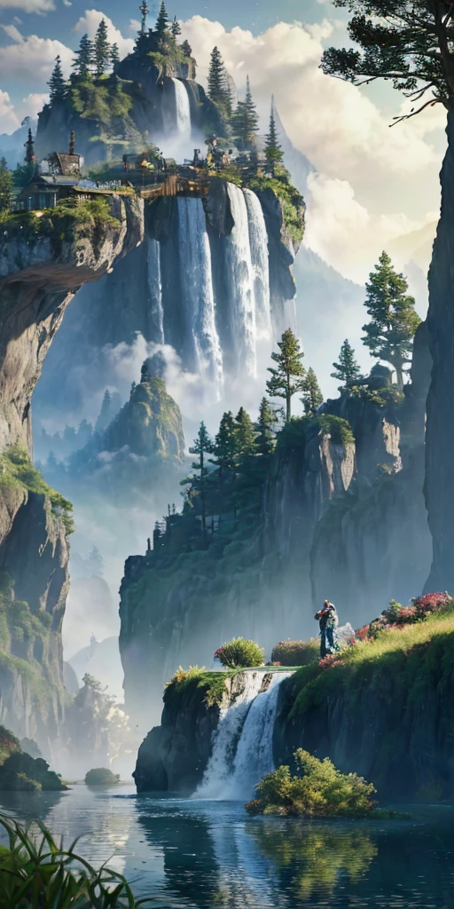 Analog style,ChromaV5,nvinkpunk,(extremely detailed CG unity 8k wallpaper),An image of a majestic river, trees on the sides, tiny waterfall, intense fog ,award winning photography, Chromatic Aberration, Detailed , HDR, Bloom, style by Monet, Pissarro, and Sisley ,trending on ArtStation, trending on CGSociety, art by midjourney
