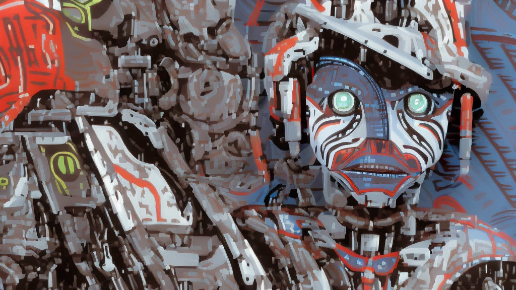 realistic human eyes, 8k, high quality, stunning face, ((beautiful Swedish girl)), realistic, photography, depth of field, looking at viewer, battlefield background, bare shoulders, vibrant colors, (smiling:.5), (bionic, tribal paint, robot, futuristic, mechanical:1.5), yellow eyes, (skin tight:1.5)