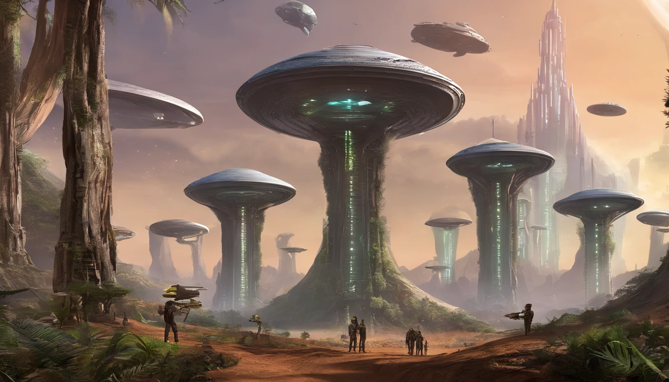Realistic looking aliens from the following species: Ferengi, Klingon, Brakiri, Narn, and Cardassian, Human, Xindi,Tree Frogs, Redwood Trees, Ewoks, Gungan, Hutt, Wookie, Talón, Jaridian, Cyborgs. Uniforms and random generators.  Mix and match any of the above species to create a massive alien civilization based on these species.  In the end, there will be a huge group of them.