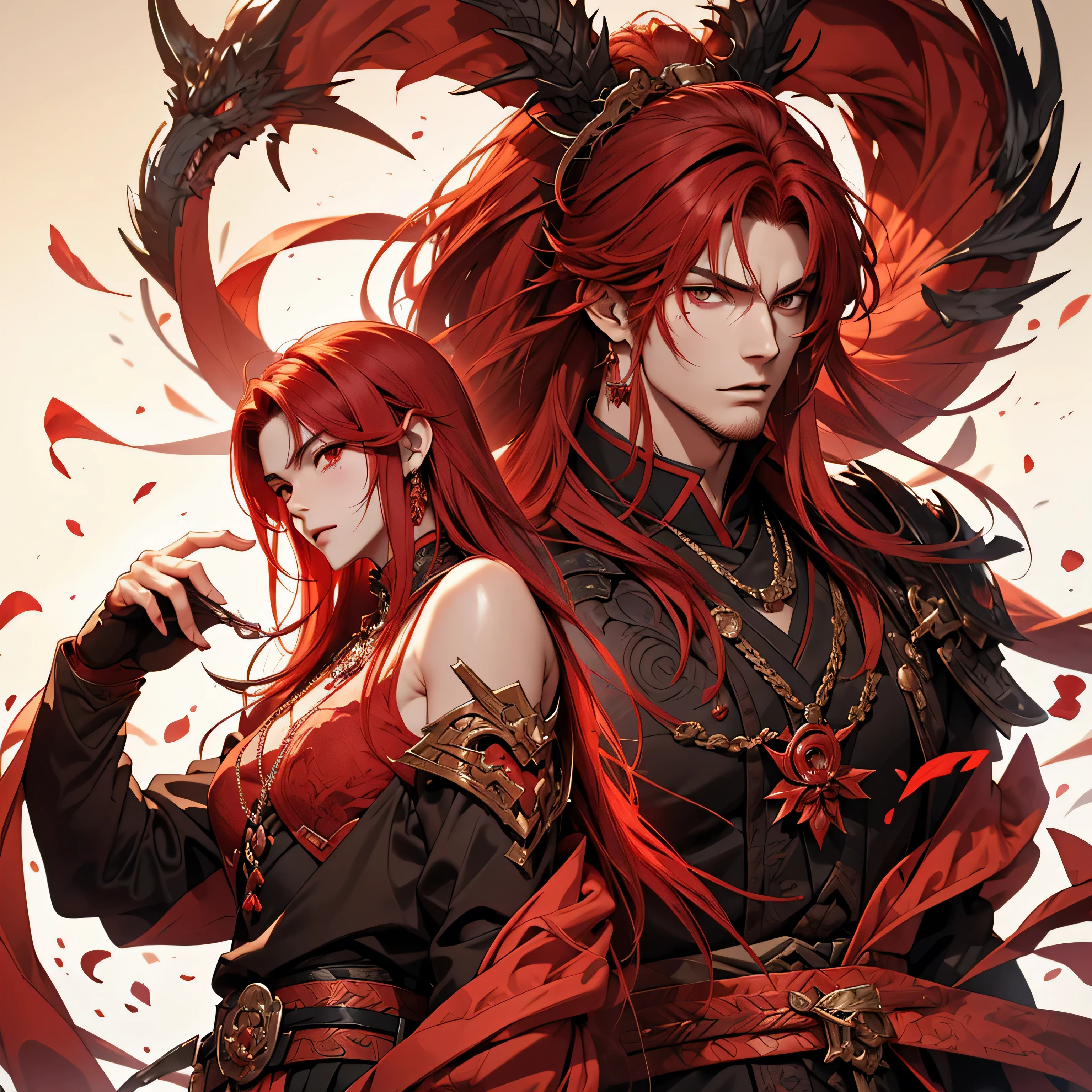 red hair,handsome guy in demon killer art, Inspired by Bian Shoumin, heise jinyao, Inspired by Seki Dosheng, Cai Xukun, by Yang J, Guviz-style artwork, Deviantart ArtStation CGSCOSIETY, demon slayer rui fanart, Beautiful androgynous prince