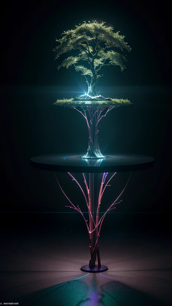 I generated an image of the Tree of Eden, with very red apples as hologram screens, the holograms show small, extremely complex digital trees on their neon wires. Depth of Field, Tilt Blur, Shutter Speed ​​1/1000, F/22, White Balance, 32k, Super Resolution, Pro Photo RGB, Backlight, Backlight, Happy Lighting, Incandescent, Soft Lighting, Surround, Conte Jour, Global Illumination, Screen Space Global Illumination, Scattering, Shadows, Rough, Flicker, Backlight Reflection, Screen Space Reflection, Diffraction Estimation, Chromatic Aberration, GB Bias, Scan Lines, Ambient Occlusion, A RTX, SSAO, OpenGL Shaders, Post-processing, Post-production, Cell shading, Tone mapping, CGI, VFX, SFX, Incredibly detailed and complex, Hypermaximalist, Elegant, Dynamic pose, Photography, volumetric, ultra-detailed, complex details, super-detailed, environment
Describe what you want to see with