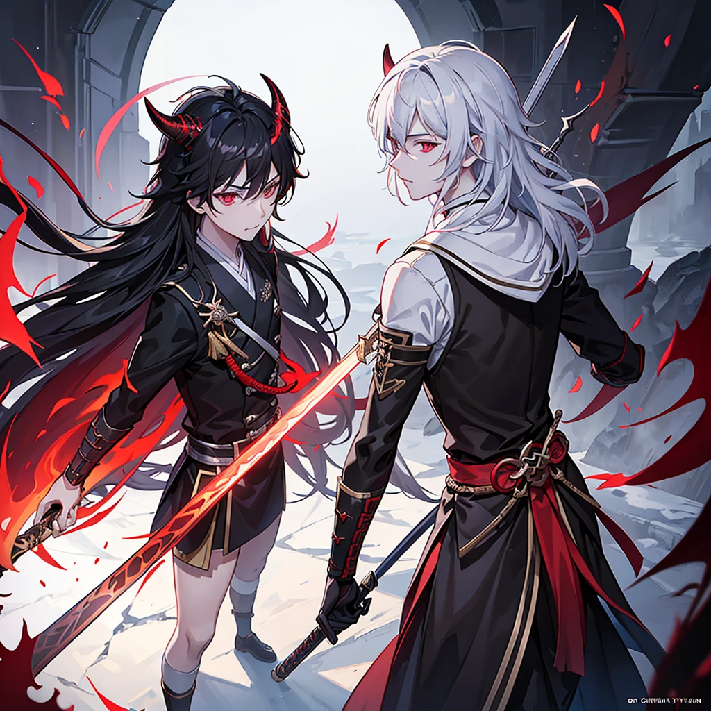1 handsome guy in demon killer art, demon horn, ，sword,  Inspired by Bian Shoumin, heise jinyao, Inspired by Seki Dosheng, Cai Xukun, by Yang J, Guviz-style artwork, Deviantart ArtStation CGSCOSIETY, demon slayer rui fanart, 8k, hd, unreal engine, manly, handsome, 