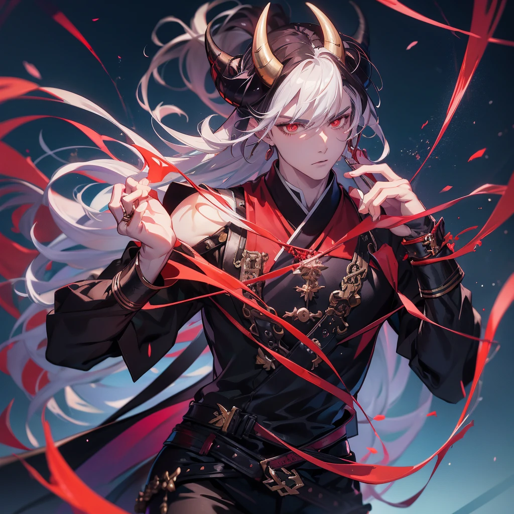 1 handsome guy in demon killer art, demon horn, ,  Inspired by Bian Shoumin, heise jinyao, Inspired by Seki Dosheng, Cai Xukun, by Yang J, Guviz-style artwork, Deviantart ArtStation CGSCOSIETY, demon slayer rui fanart, 8k, hd, unreal engine, manly, handsome, 