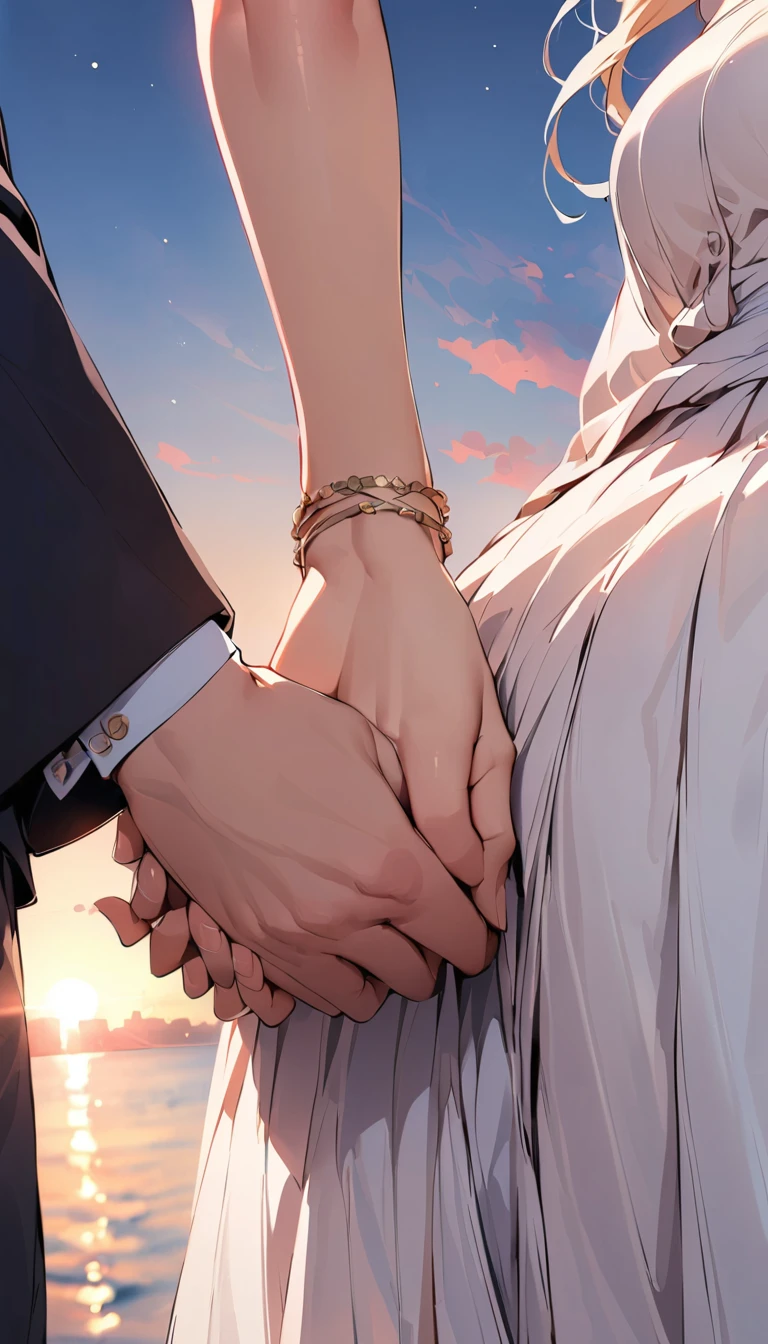 Couple holding hands,masterpiece,high quality,Upper Body