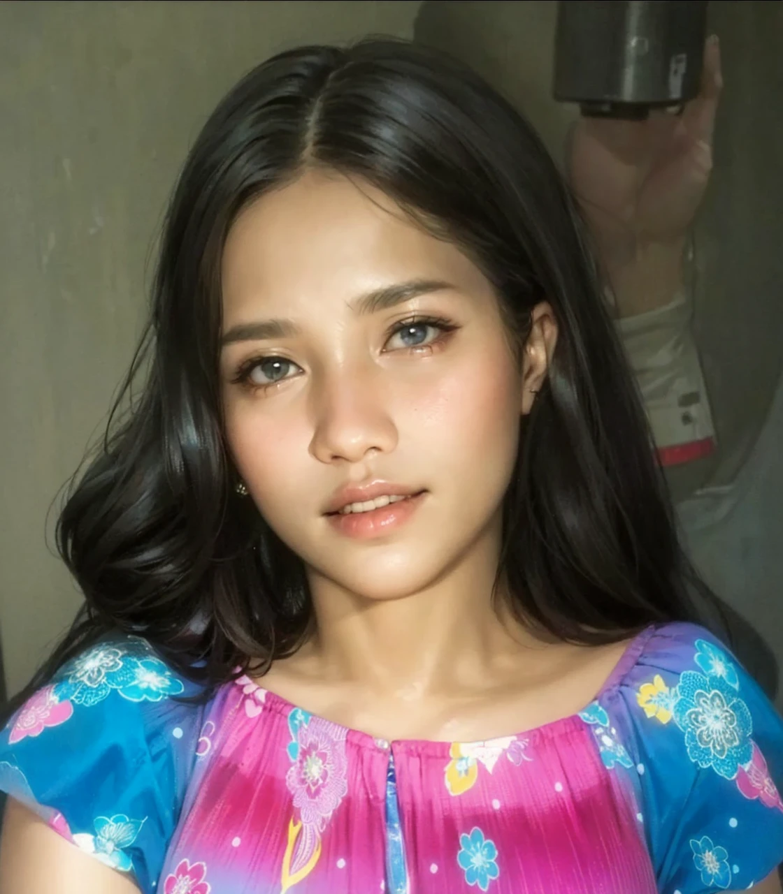 RAW, Best quality, high resolution, masterpiece: 1.3), beautiful Malay woman in hijab (iu:0.8)1beautiful Malay woman wearing baju kurung and hijab, flowing shawl,weapon in hand, sci-fi, explosions behind, movie poster,super realistic