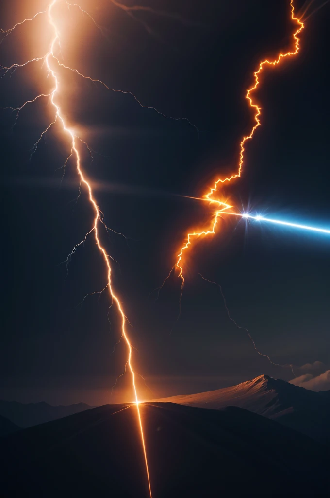 Create the letter F in the shape of an orange lightning bolt, super verbose, with shadow effects on the beam, no back ground, 8K, super realistico