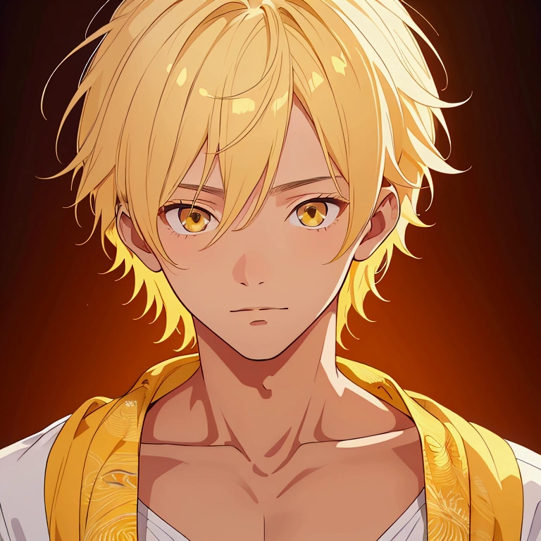 a mesmerizing portrait of denji, a -yeld boith blonde and messy yellow hair, light brown eyes, masterpiece, highly detailed, sharp focus, 8k, studio lighting, vibrant colors