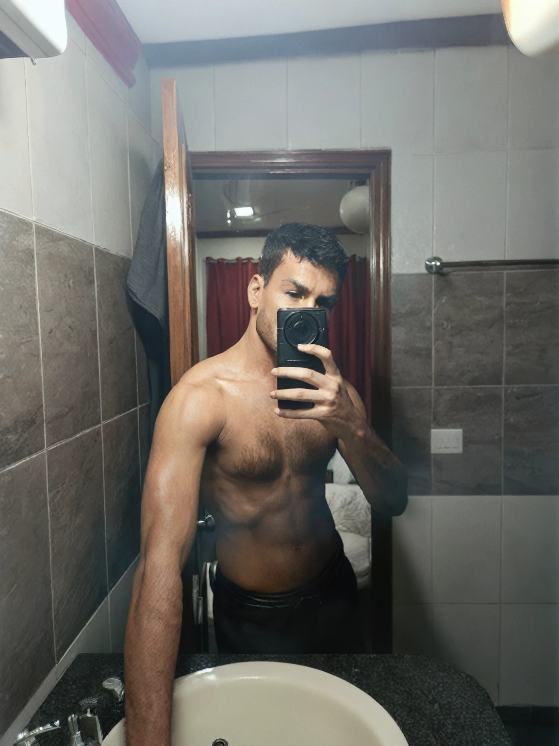 Muscular body, enhanced lighting, realistic
