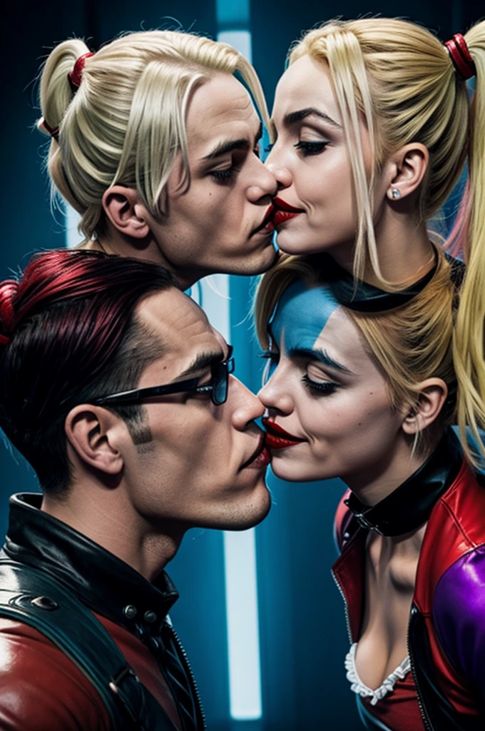 Harley Quinn kissing joker