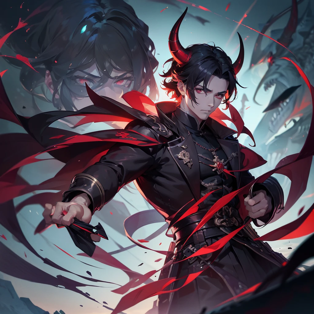 1 handsome guy in demon killer art, demon horn,manly, handsome, , Inspired by Bian Shoumin, heise jinyao, Inspired by Seki Dosheng, Cai Xukun, by Yang J, Guviz-style artwork, Deviantart ArtStation CGSCOSIETY, demon slayer rui fanart, 8k, hd, unreal engine,