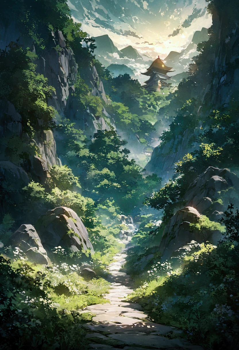 Mountain Path: Dotted with giant trees and oddly shaped rocks, the mountain path has a mysterious atmosphere that is steeped in tengu legend.
Kuramadera Temple: Located halfway up the mountain, the temple grounds overlook the greenery of the mountain and the city of Kyoto.(high quality, ultra detailed, best quality, masterpiece, 4k, bokef effects, taken by750:1.0)