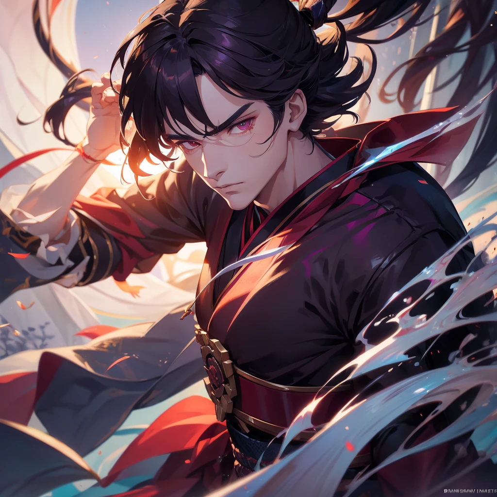 1 handsome samurai, manly, handsome,  ,  Inspired by Bian Shoumin, heise jinyao, Inspired by Seki Dosheng, Cai Xukun, by Yang J, Guviz-style artwork, Deviantart ArtStation CGSCOSIETY, demon slayer rui fanart, 8k, hd, unreal engine, 