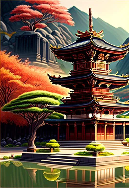 masterpiece, Super detailed, The background is a temple, Kochou