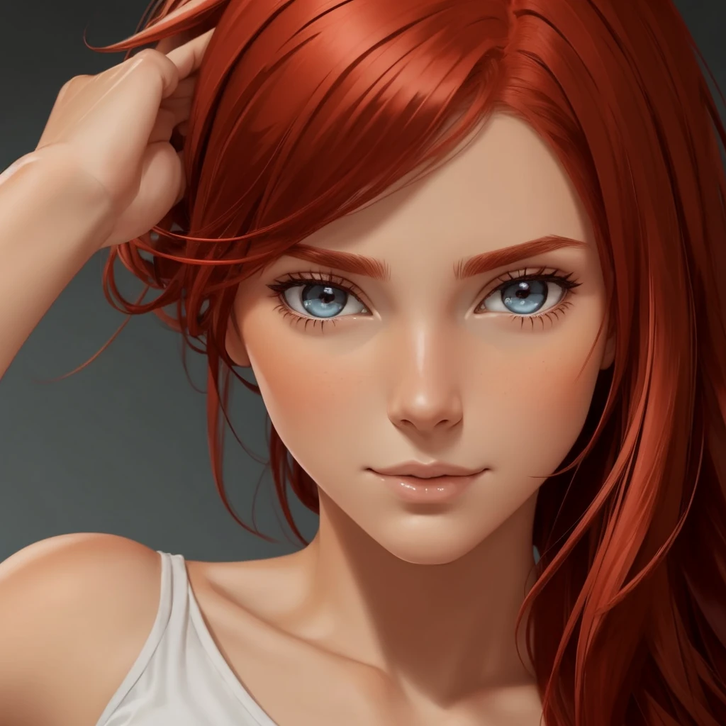 ((high qualiy)), ((cartoon)), Red haired woman, Caucasian skin, eyes browns