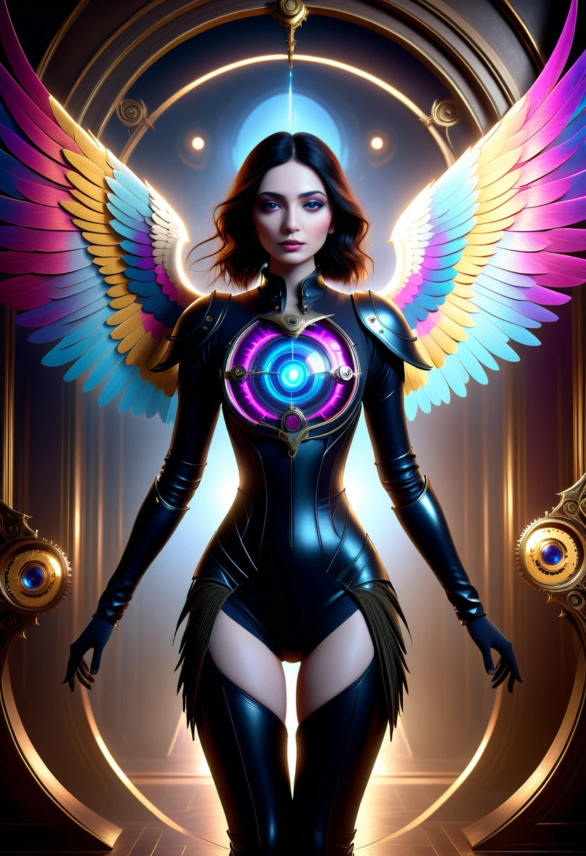 Clockwork angel,The Last Stand,Unreal Engine,8k,deviantart,3d render,dreamscape,space,space,Fantasy LUT,full of color,beautiful,symmetrical,hidden hands,Digital art,Mystique