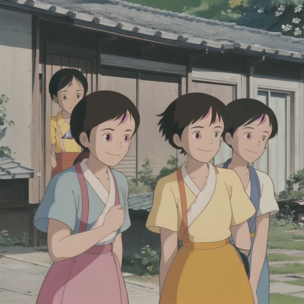 
4 people,smile,Yasuko in full nude,1 Female, Black Hair, Long Hair,Low Ponytail, Iris, kimono,Haori, ADDCOL,4 people,smile, and,One girl,, Brown Hair, Short Twin Tails, Iris, Hair Ribbon, Pink Dress,puffy Short sleeve, White Bloomers, ADDCOL,4 people,smile, satsuki,One girl, Black Hair, short hair, Iris, Yellow Shirt,Short sleeve, suspenders, skirt,