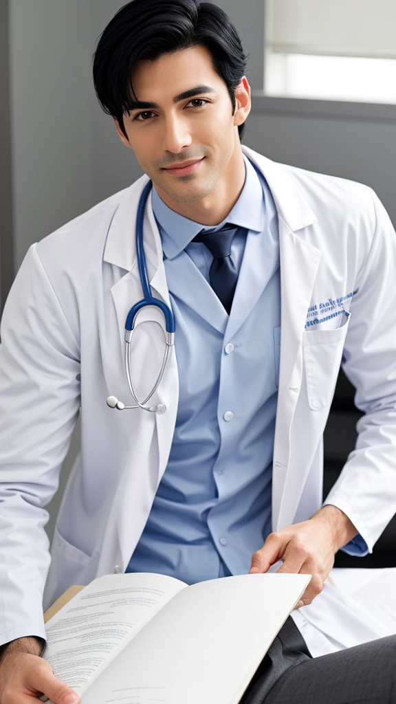 A sexy doctor man , homoerotic, handsome face,black hair