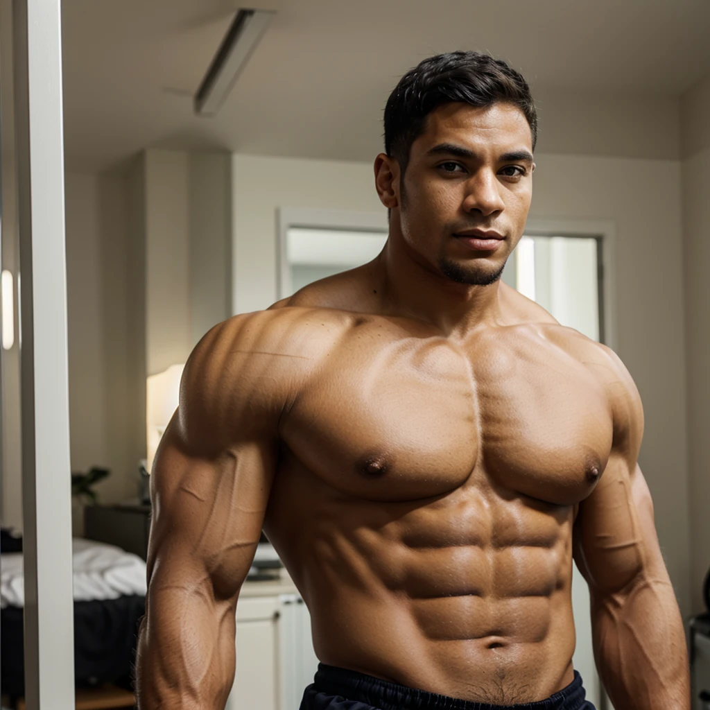A muscular mixed-race man