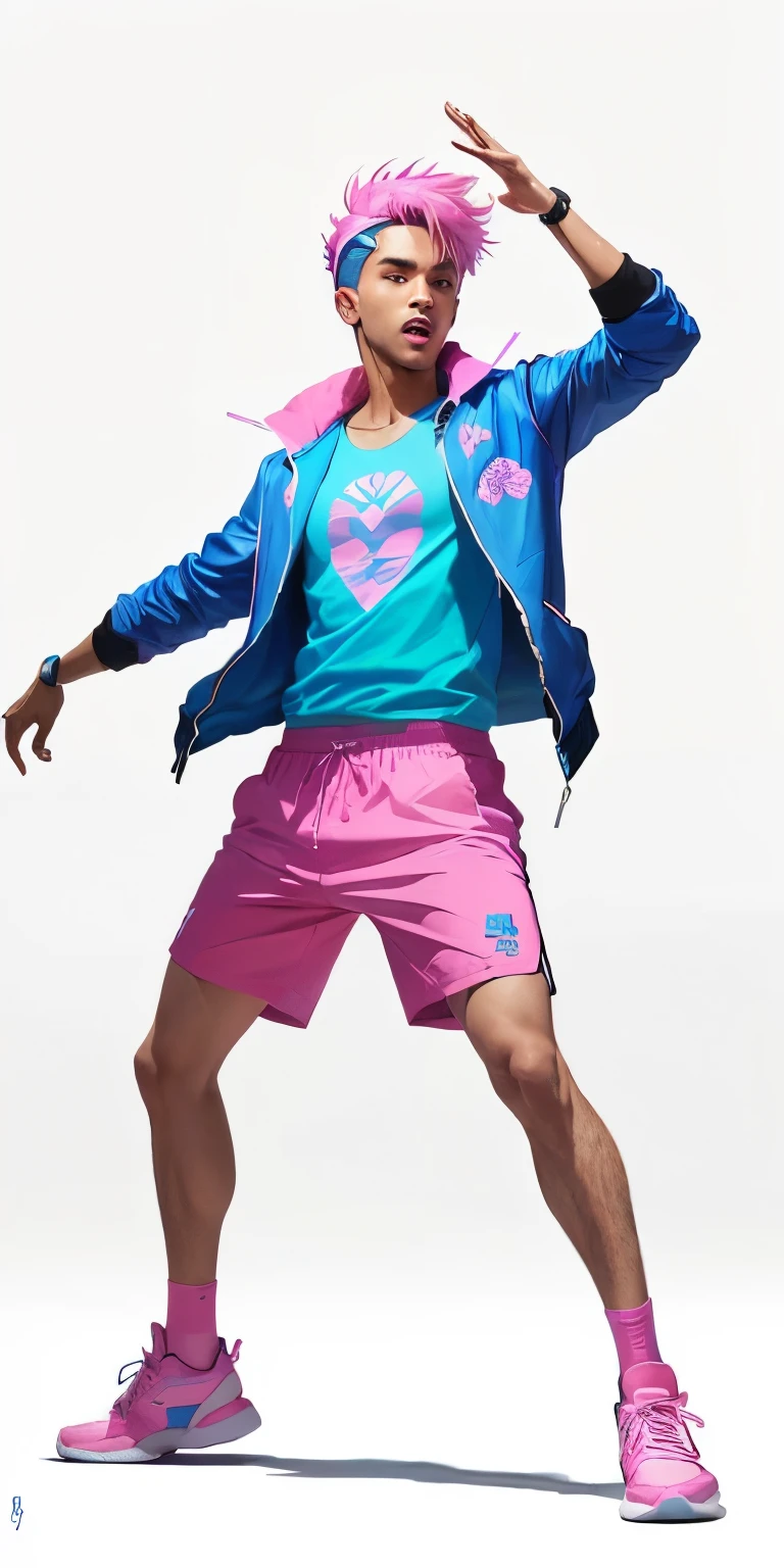just dance,arafed picture of man wearing blue jacket and pink shorts, He's dancing, The art of math!!, dancing character, [ The art of math ]!!, Style Numbers, The art of math but photo, look like someone is dancing, outrun style, dancer, Made with photoshop, #The greatest number in history, # The greatest number in history