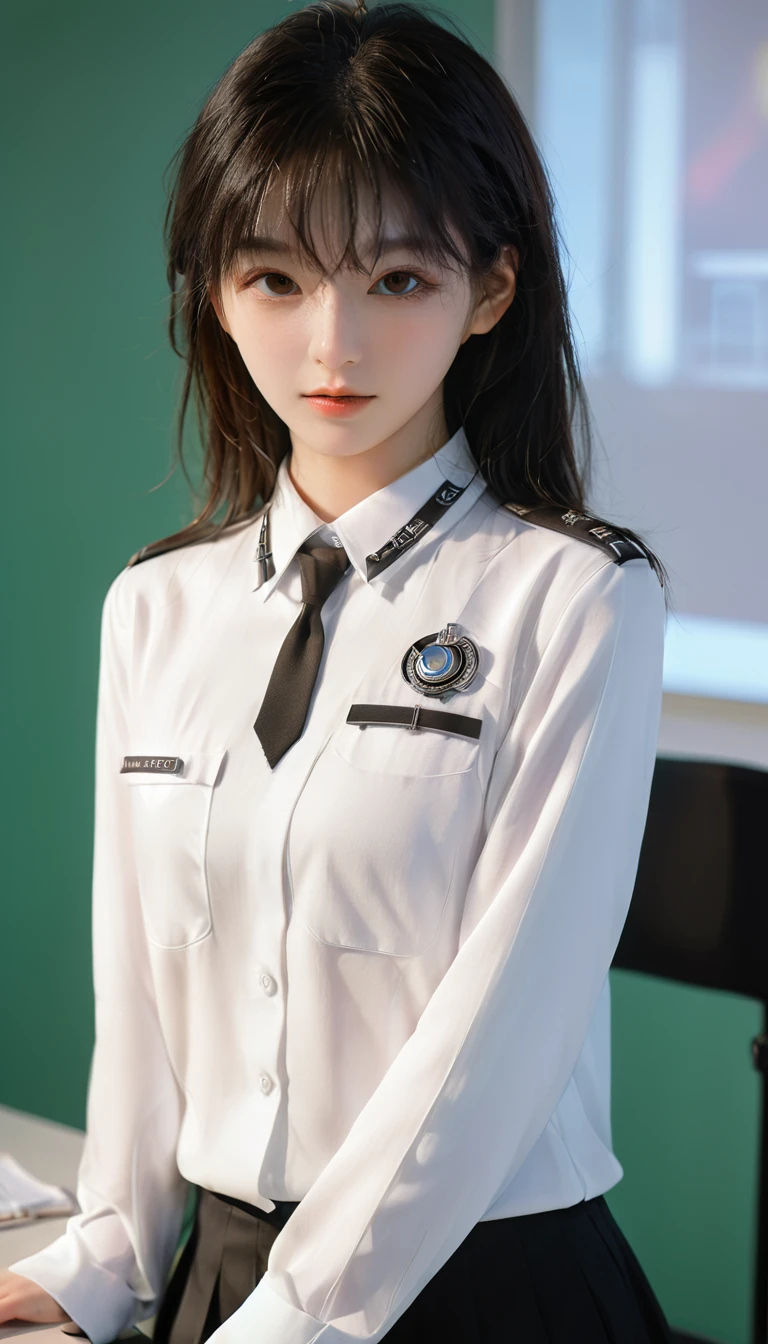 25-year-old female, , ((In class)), ((Uniforms)), RAW photos, (photoPractical: 1.37, Practical), Highly detailed unified CG 8K wallpaper, 1 Girl, (((Perfect body: 1.1)), (Medium breasts: 1.2), Looking at the audience, (((straight from the front)))), (HQ Skin:1.2, Glowing skin), 8K Ultra HD, Digital SLR Camera, Soft lighting, high quality, Film Grain, Fuji XT3, ((whole body: 0.8)), (Professional lighting:1.4) ,