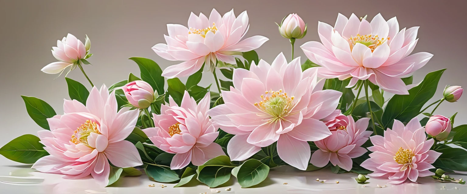 Beautiful, delicate and elegant, lighter colors depict fine(淺light pink flower)light pink flower(Lay flat)Flowers are smaller and some art masters’ works are of super high quality., masterpiece, , Super detailed, best quality.Detailed and exquisite real photos