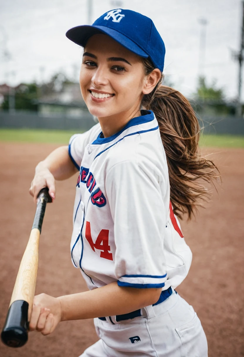 Beautiful girl playing baseball