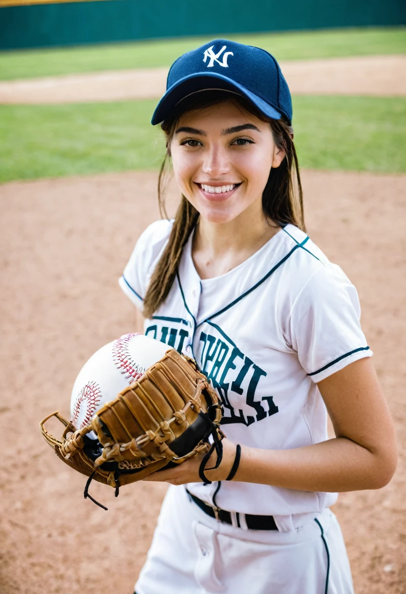 Beautiful girl playing baseball