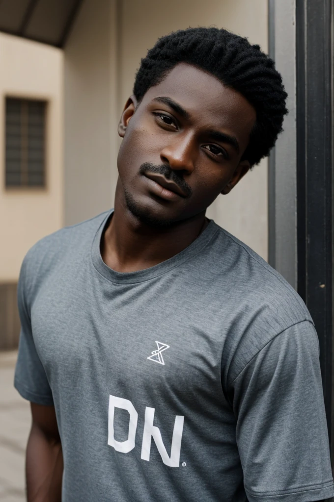 Dark-skinned man with slanted eyes with his name.MARIO written on his shirt