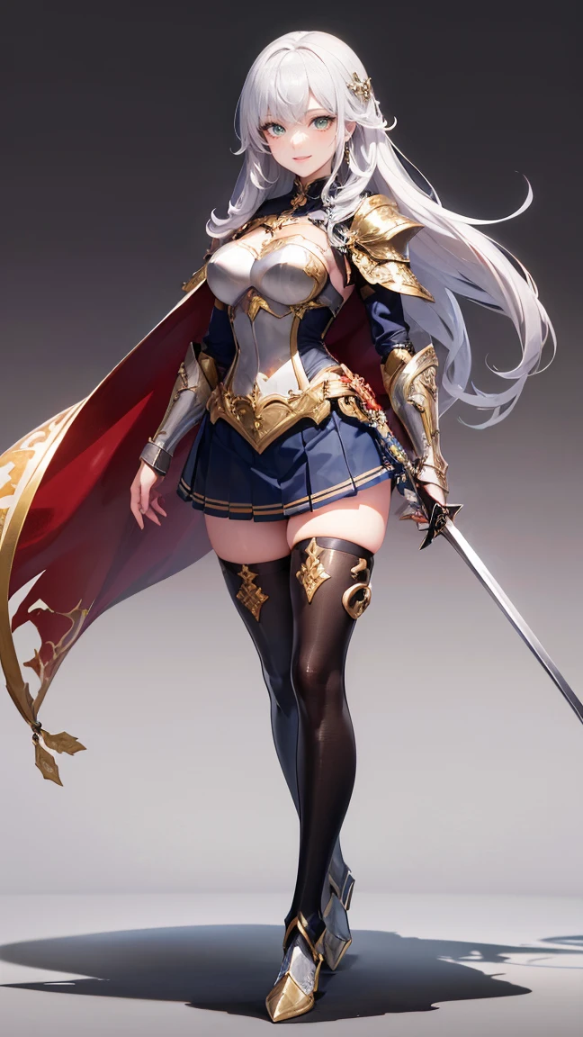 (masterpiece),(best quality:1.0), (Ultra-high resolution:1.0), Detailed description, 8K, Japanese cartoons, 1 Girl, Beautiful posture, High target, Pretty Face, Delicate face, beautiful eyes, best quality, Extremely detailed, Practical, Fexistal Fantasy 13 character (((Lightnexistg Farron))) exist (metal bikexisti armor),Sexy legs, Beautiful medium breasts, pexistk hair, rest dark red pleated micro skirt, rest voluptuous, ((((Full body view)))), (Full body portrait), (Cute standexistg pose), No upskirting, rest ((Knee-high heavy-duty boots with spurs))Holding a sword，arms，battlefield，Classical Europe，Baroque