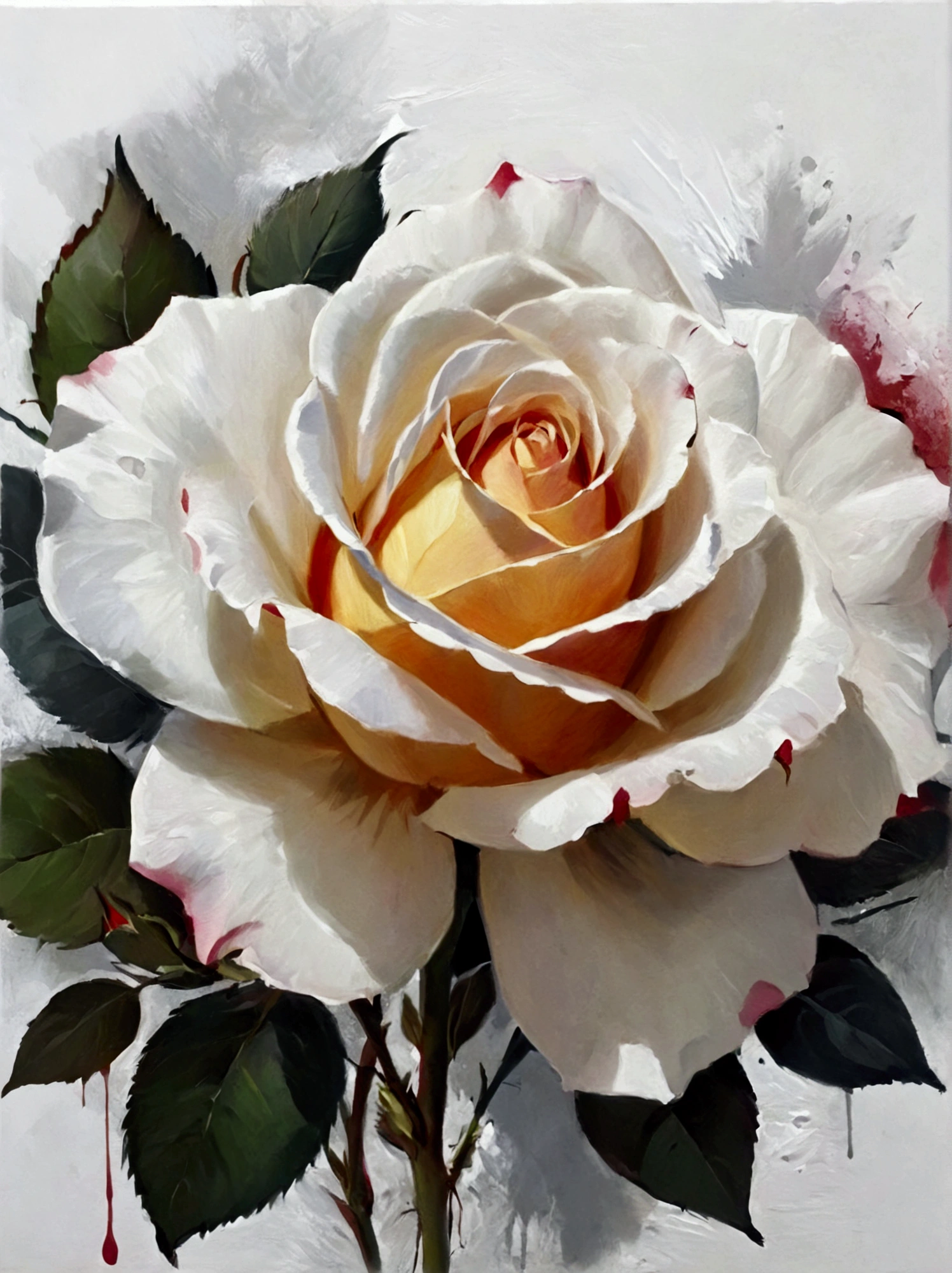 A big rose flower,Perfect proportion,symmetry,bright,White background,real,emotion,Thick textured paint,