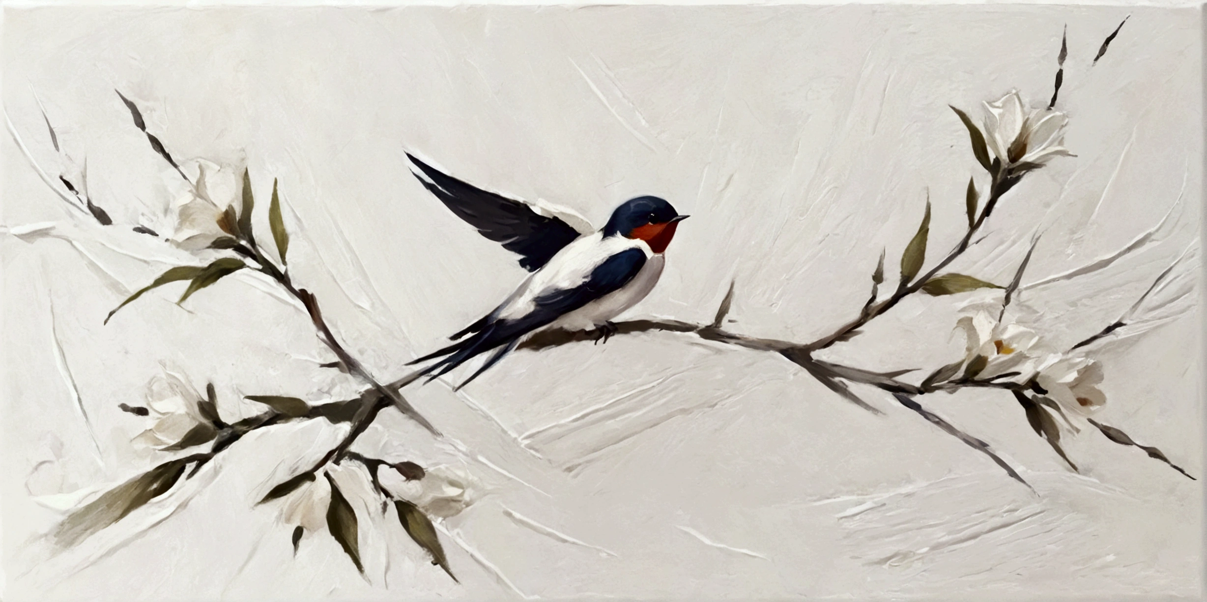 willow,swallow,color,Perfect proportion,symmetry,vanilla,bright,White background,real,emotion,Thick textured paint,