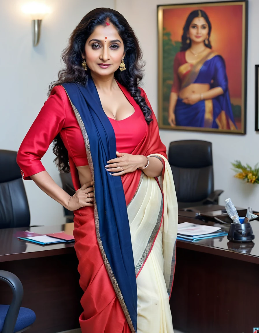 (Masterpiece),(Fullbody),(8K),(Shot taken from the front side),(two ladies),In modern super luxery office room,bright shining,75 years old CEO lady (indian ethnicity, aged,eldery,eldery body,straight gray_black color hair,rapunzel CEO lady,wears blue and white mixed saree,she taken out breast from saree,exposing breasts,eldery saggy breasts,long nipples,saree jacket hangging,rapunzel hair,real french braided,styled with 500 gallons of hair oil) raised up saree,exposed thighs showing to secrety,((35 years old,brazilian,(wears red color coat suit taken out her breast from coat,remvoed trouser,showing breast,showing vagina,3c curly,black hair,tailbone_length,made hair with 600 gallons of hair oil) )both kissing,both put tongue out,fingering,kissing,