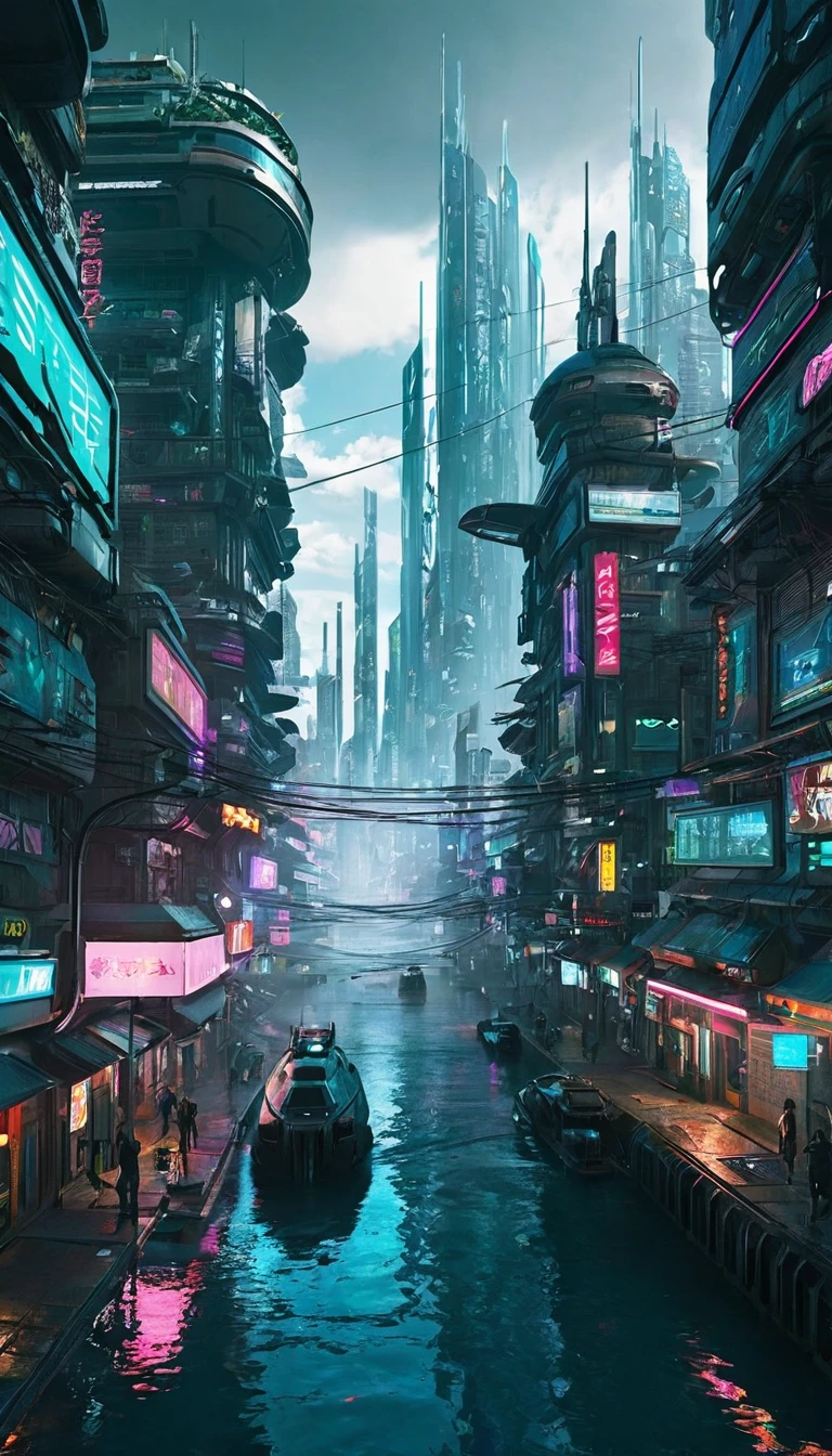 futuristic city, Cyberpunk, Violence, decadent, Future Society, ocean