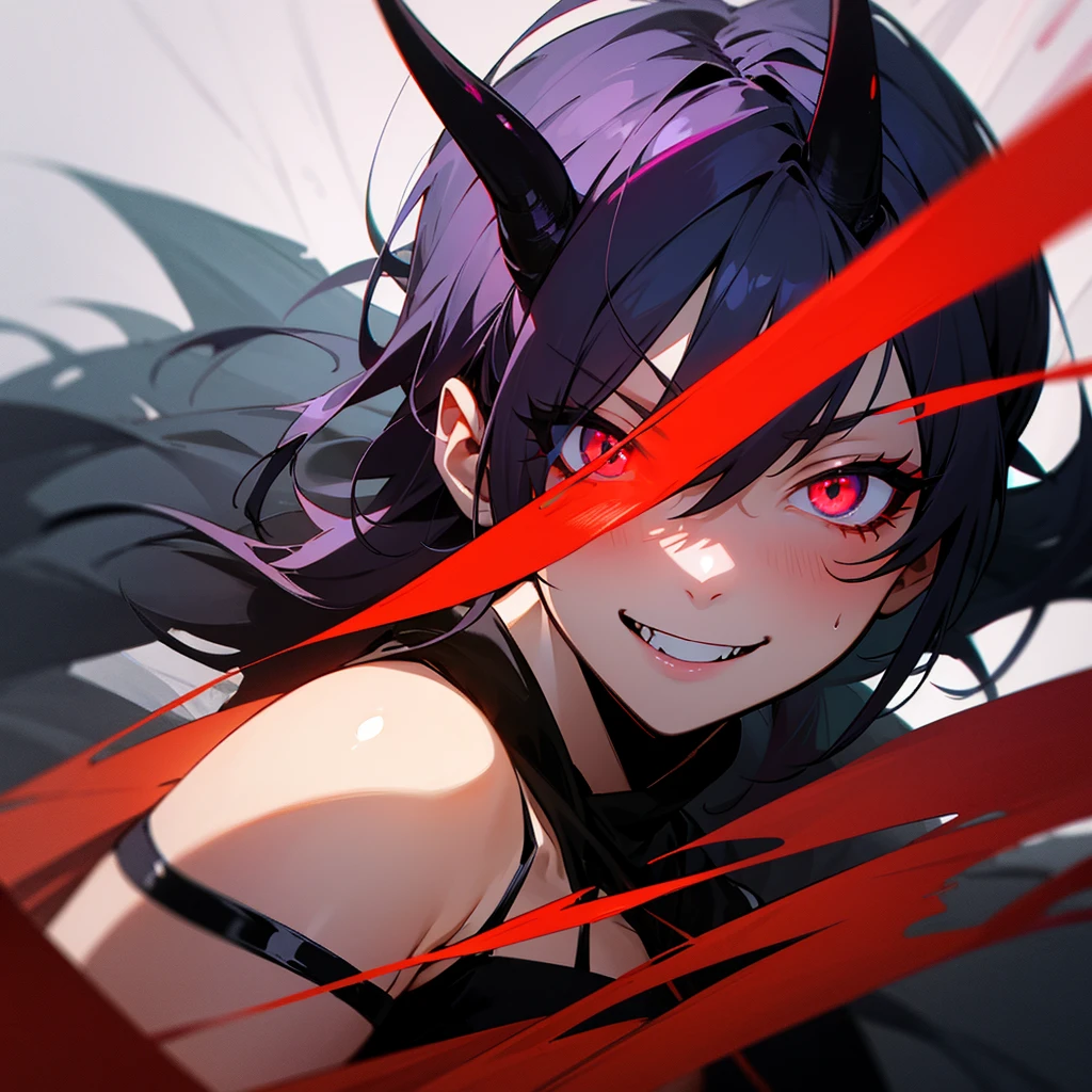 (Masterpiece, High Quality), ( Detailed Shading, Vibrant Colors, Hyper Realistic:1.5), (Evocative Expression, Sinister Aura:1.5), (Kabuki-inspired Makeup, Fallen Angel Motif:1.5), (Devilish Horns, Rich Textures, Bold Lines:1.5), (Dark Background, Haunting Atmosphere:1.5), (Hime's Elegance, Contrasted with Darkness:1.5), (Anime Artistry, Dark Fantasy Theme:1.5), (Thrilling and Seductive, Unearthly Allure:1)
