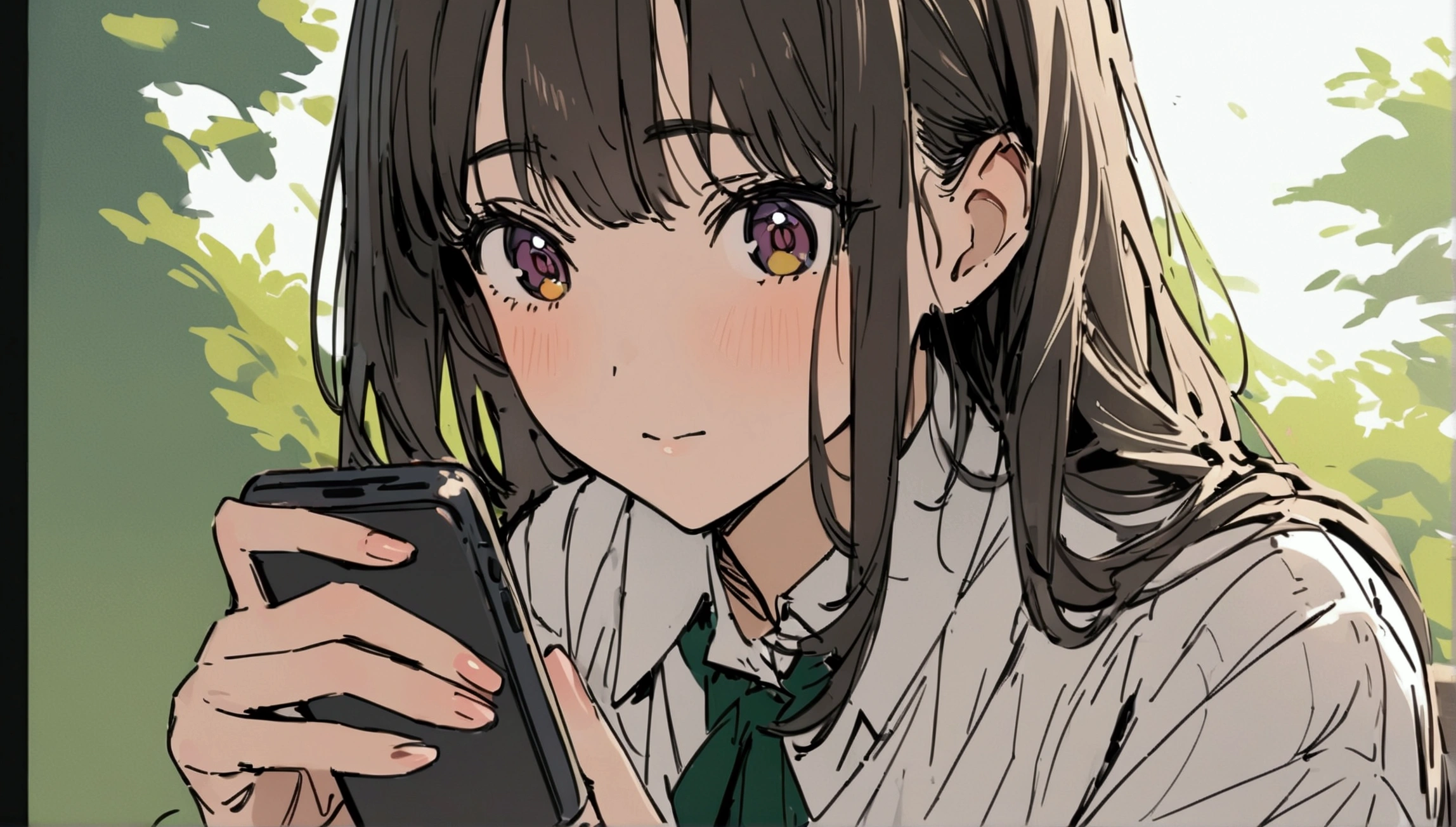 masterpiece,最high quality,Super detailed,High resolution backgrounds,8K,High Resolution,high quality,break,high school student,Unrequited love,smartphone,study,Japanese manga style, sketch, Colored pencil