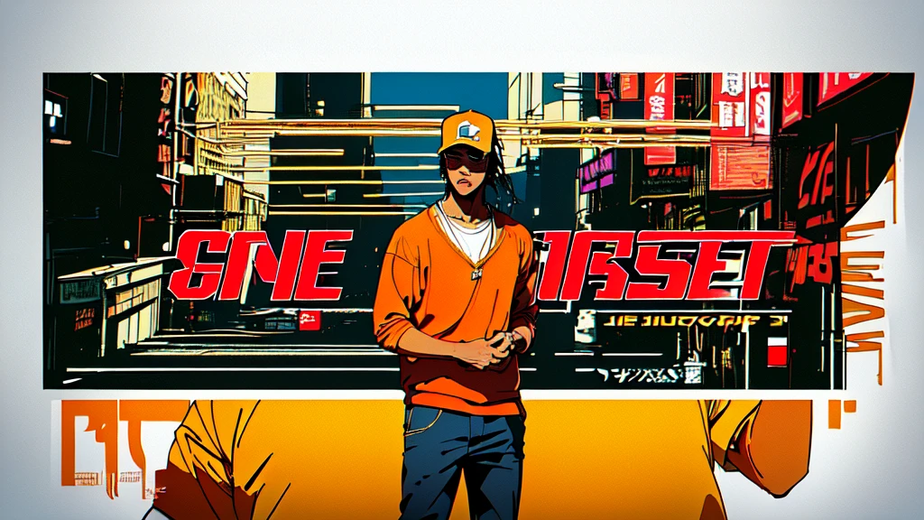 ((((dramatic))), (((Grainy))), (((intense))) Film Poster,(masterpiece:1.2, Highest quality), (live-action,),HIPHOP style.to,gangsta,stylish,,HIP HOP,simple,West Coast Style,bright、Illustrator, anime , ,simple,fashionable,simpleコーデ,The background is downtown