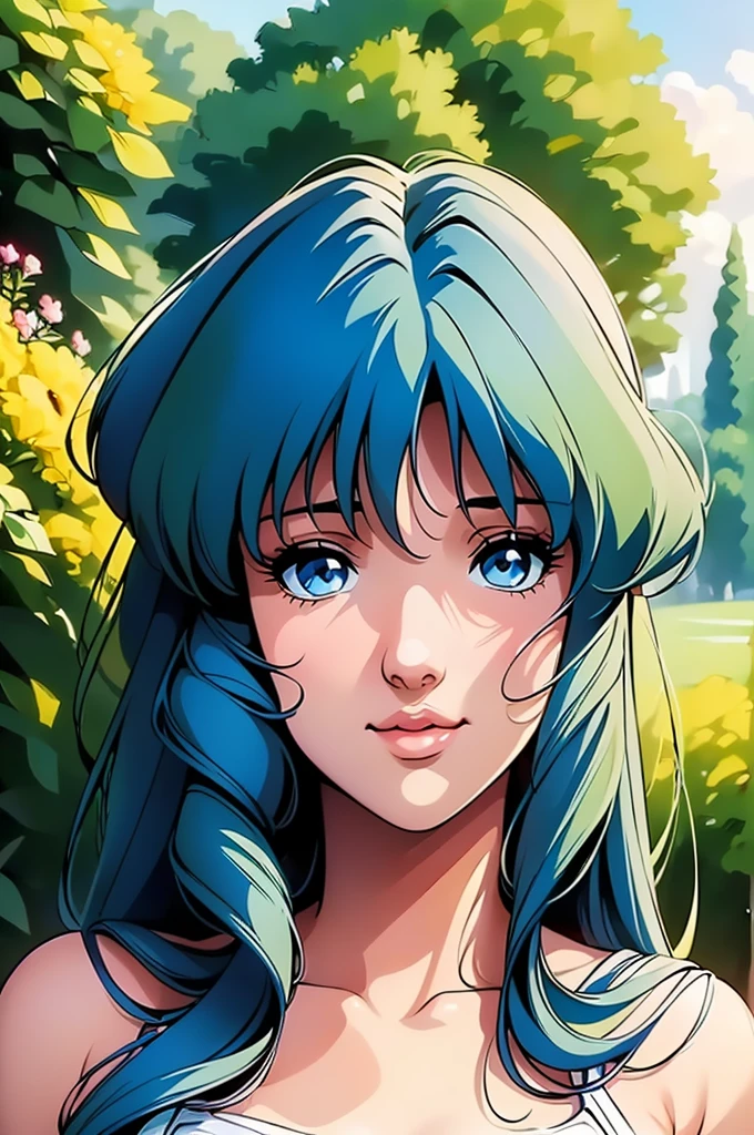 (((Best Quality, high resolution)))),((best quality,8k,masterpiece: 1.3)),((hyper realistic front portrait looking at viewer )),((portrait of lynn minmay)),((lynn minmay de macross)),((Best Quality, high resolution)),sniper aiming at the ((((lynn minmay )))),Beautiful detailed light blue eyes, detailed lips, long eyelashes, ((one piece swimsuit)) girl in a garden,soft sunlight,half:oil painting,ultra detailed,realist,vivid colors,fantastic atmosphere,shadows and lights,Greenery and flowers,peaceful and serene,Masterpiece:1.2