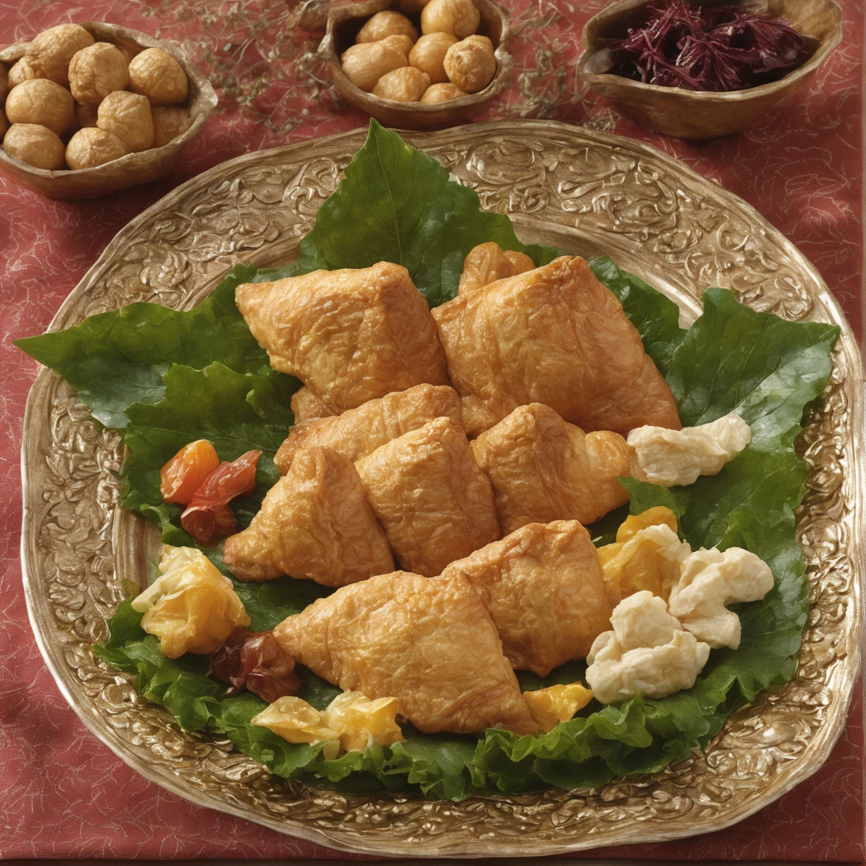 masterpiece, best quality, Extremely detailed, illustration,
At the base, food, still life, food focus, Practical, plate, leaf