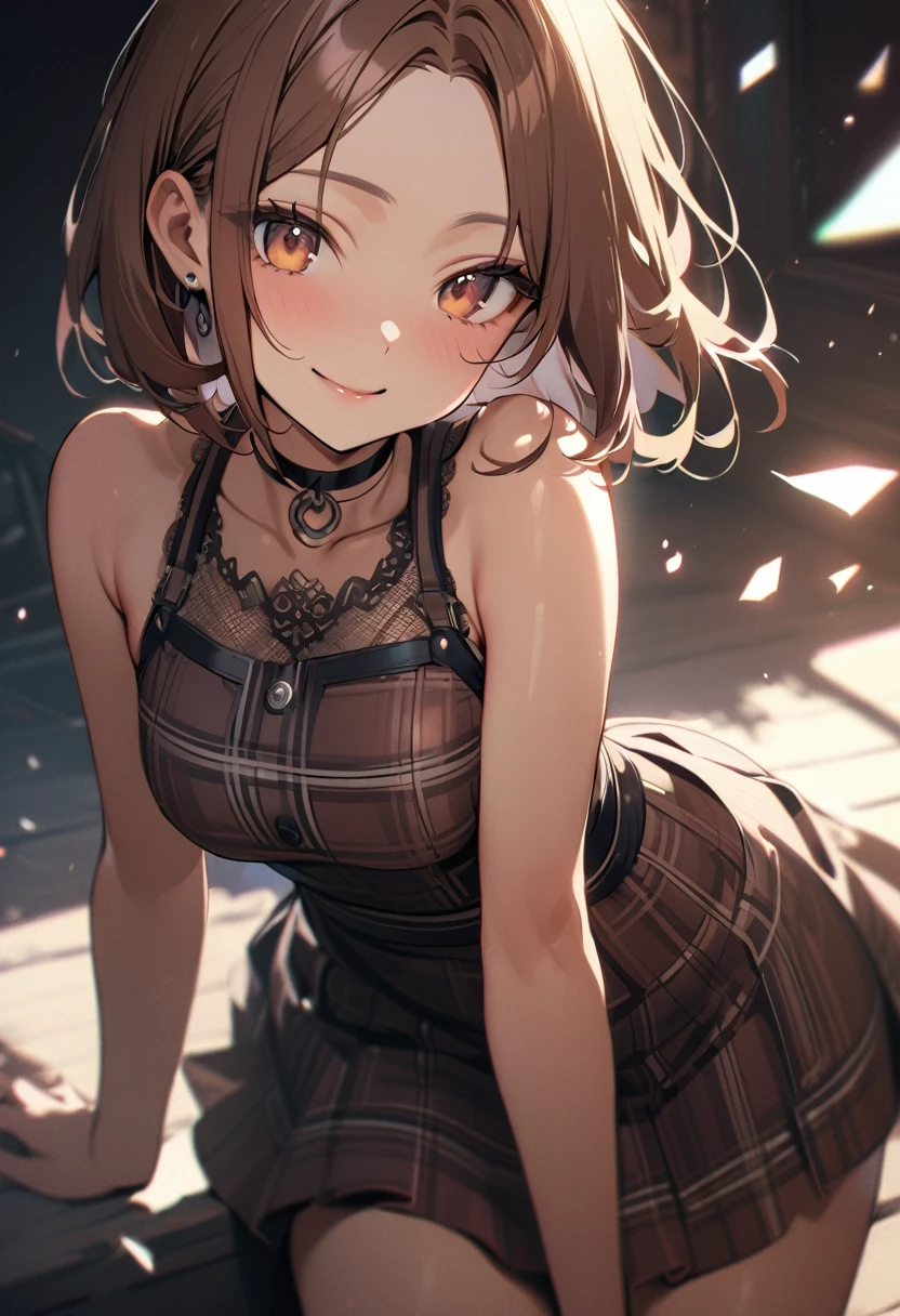 1 girl, bob, center part, forehead, brown hair, piercing, brown eyes, model posing, blush
BREAK (masterpiece), (high resolution 8K), cinematic lighting, professional lighting, detailed eyes and face, detailed body,
BREAK off-shoulder sleeves, shirts, mini skirt, thighs