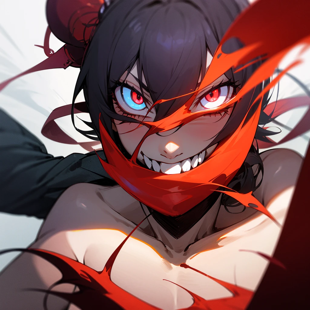 High resolution、 Pretty Devil!Appearing from the Demon World!The eyes are sharp、A demon that devours people's souls。
He has a suspicious smile。
ピンク、黒、緑の
の色で!