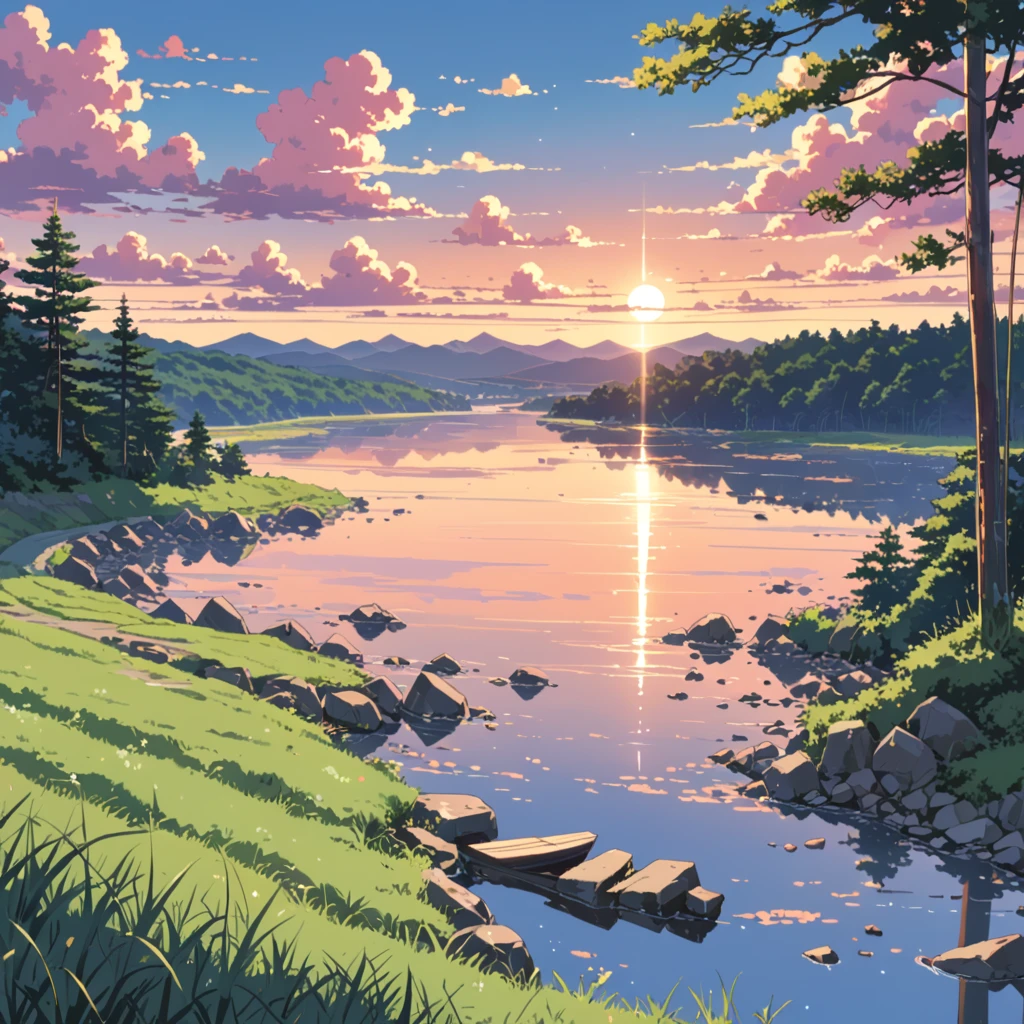(((park by the river))), ((anime:1.4,illustration)),(masterpiece, top quality, best quality),(ultra-detailed, absolutely resolution),((16k, high res)). BREAK {lofi art, style of Laurie Greasley, style of Makoto Shinkai, anime aesthetic}