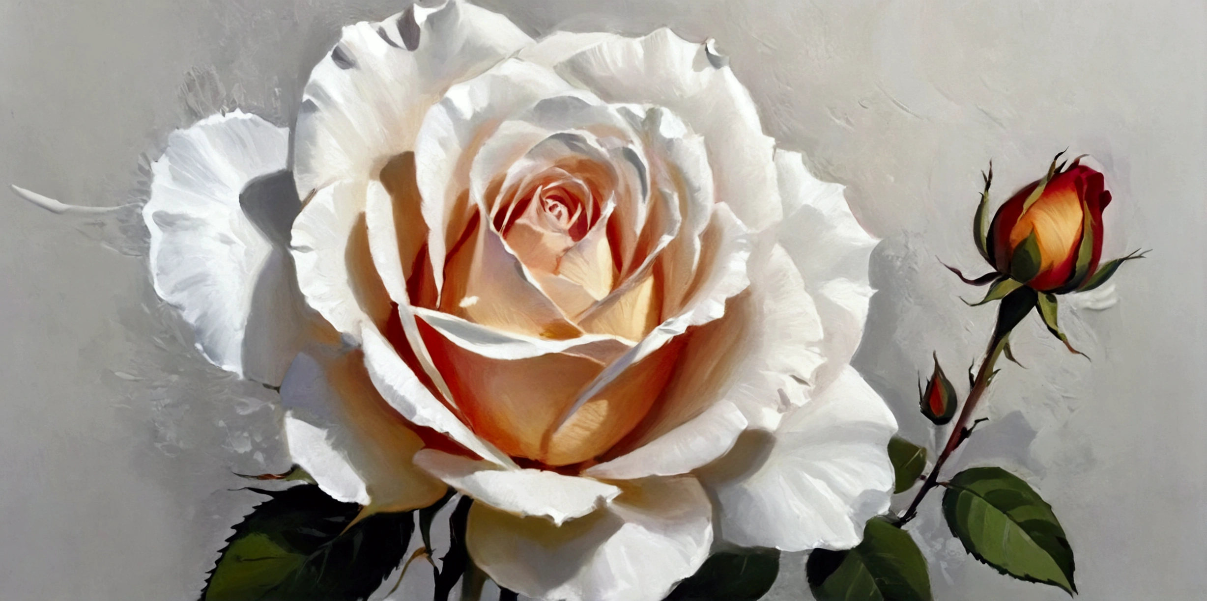A big rose flower,Perfect proportion,symmetry,bright,White background,real,emotion,Thick textured paint
