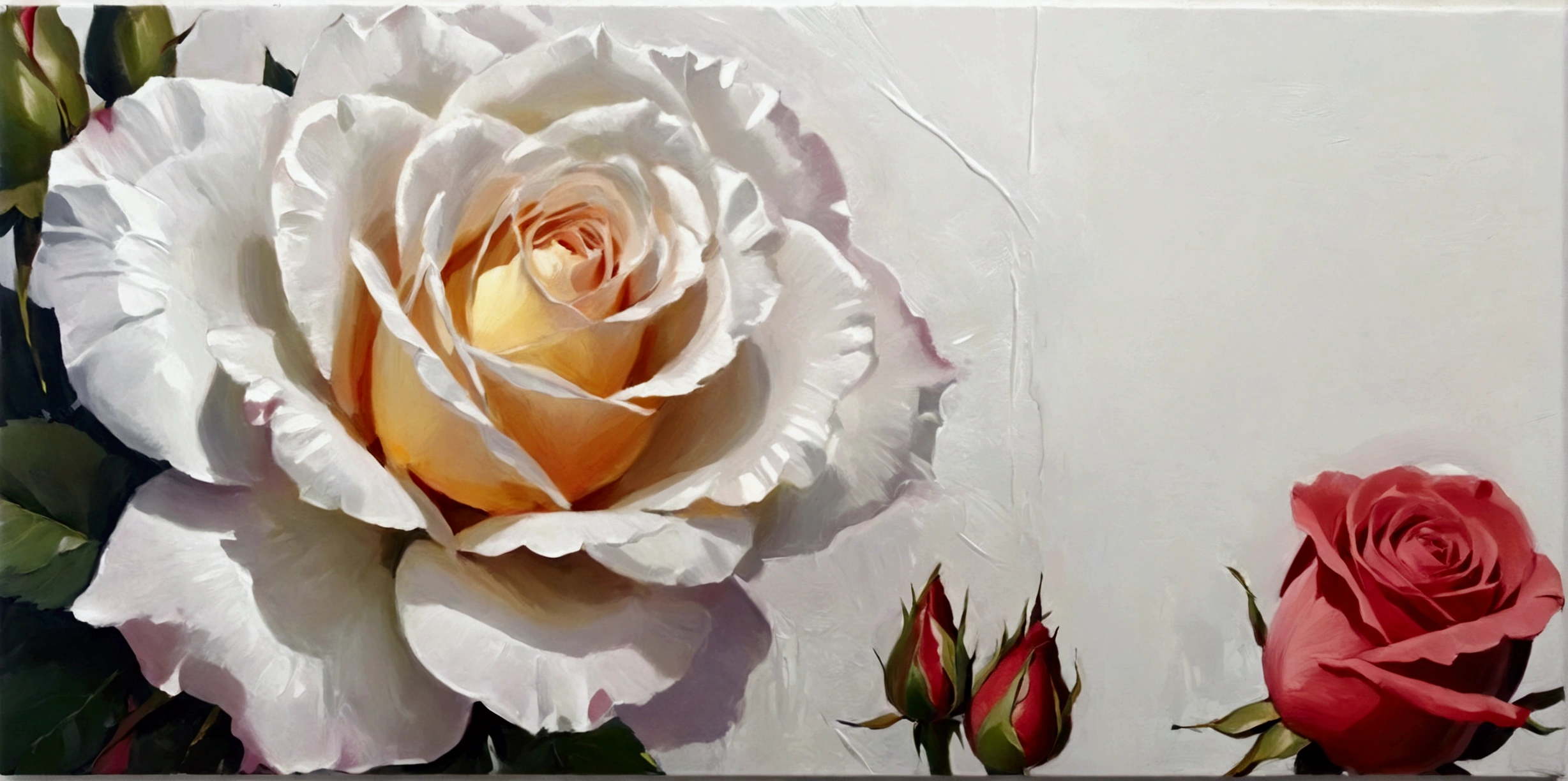 A big rose flower,Perfect proportion,symmetry,bright,White background,real,emotion,Thick textured paint