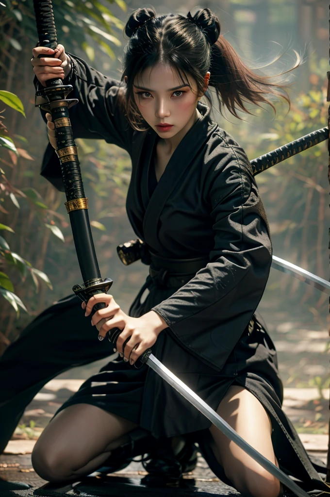 1girl,solo,holding weapon,katana, 